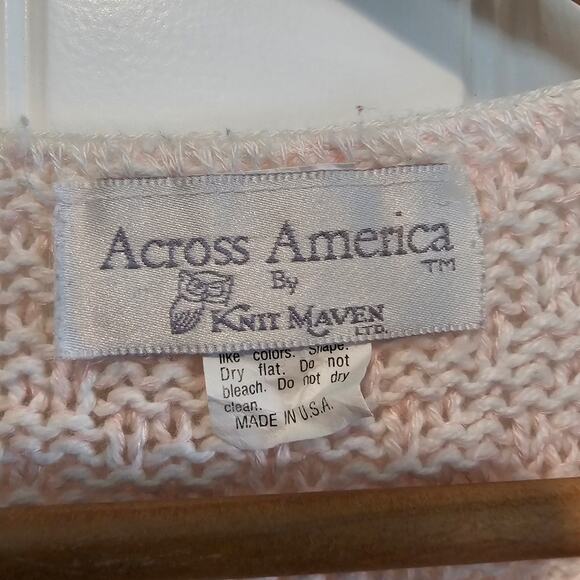 Vintage Lace Sweater Womens Large Pastel Pink 90s Glam Coquette Retro Cottage - Picture 9 of 10